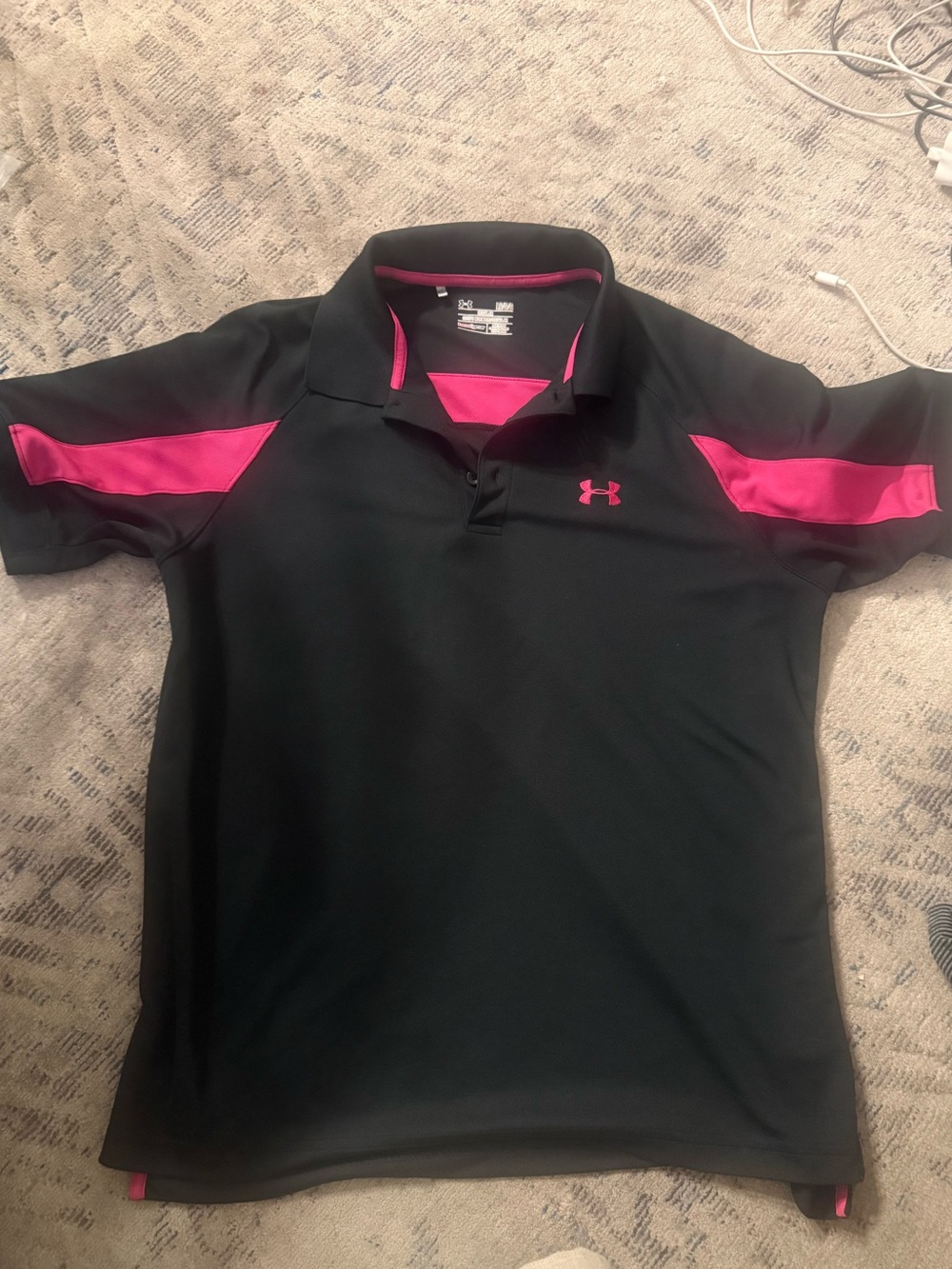 Under Armour Black Polo with Hot Pink Accents